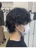 マッシュウルフ×波巻きパーマ