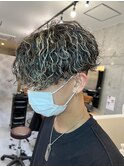 メッシュハイライトスパイラルパーマツイストパーマツーブロック