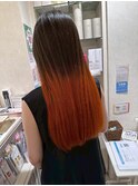 ブラック×オレンジグラデーション(茅ヶ崎/20代/ブリーチカラー)