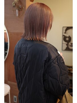 チャプター 問屋町(chapter) 髪質改善切りっぱなしボブ外はねボブヘイリーボブピンクベージュ