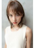大人かわいい前髪セシルカットココアブラウンフリンジウェーブ
