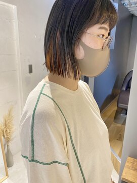 コフィー バイ メルト 吉祥寺(cofy by melt) 【三ツ井純】切りっぱなしボブインナーカラーオレンジベージュ