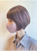 ショートボブ×赤茶