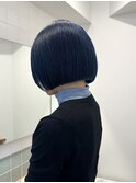 簡単スタイリング/切りっぱなしボブ/ハイトーンボブ/コバルト