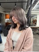 ダブルカラーシルバーエンドカラー韓国レイヤーロング