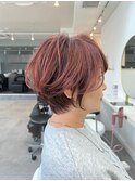 ショートボブ丸みショート白髪ぼかし