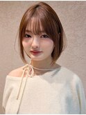 シースルーバングが映える抜け感ミニボブ