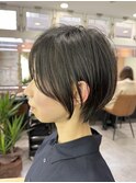 大人ラフウェーブ外ハネボブダークブラウンスウィングショート