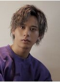 大人ツイストスパイラルパーマアップバングセンターパートスーツ