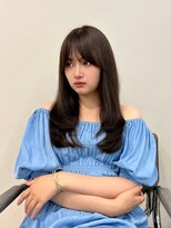 ノク 渋谷(nok)&nbsp;韓国オリーブカラーオリーブベージュ顔まわりレイヤー前髪パーマ