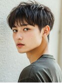 韓国マッシュ スペインカール スパイキーショートブルーブラック