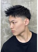 フェザーショートアップバングセンターパートメンズハイライト