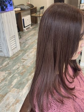 リノカヒリ(Lino kahili) ロングレイヤーpink brown colorstyle