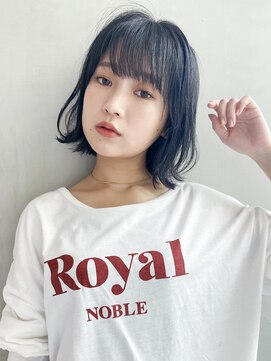 アイティー バイ アルバム 中野店(IT by ALBUM) 外はねボブ_オリーブカラーハイライトカラー_7815