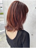 【松村未津紀】オレンジブラウンカラー 外ハネレイヤースタイル
