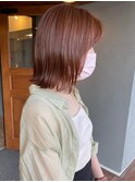 ボブ×オレンジベージュ