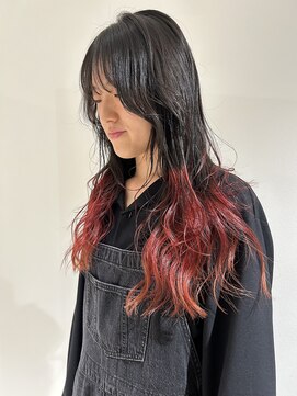 コト 福井大和田店(coto) 福井 大和田 裾カラー レッドカラー 20代 ロング ブリーチ