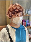 マッシュショート × オレンジベージュ × パーマ【liblo】