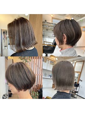 ハーツ(Heart's) 白髪ぼかし/イメチェンヘアスタイル/前髪カタログ/ショートボブ