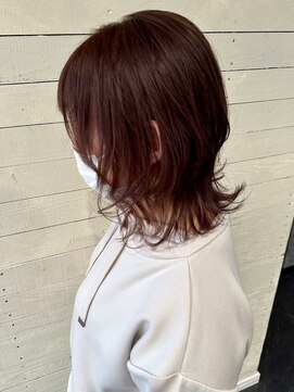 ルノン シェリー(LUNON cheliy) 鎖骨下外ハネレイヤーボブ/軽めボブ/ピンクカラー