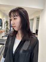 ユイル(Uil) 似合わせ小顔ミディアム× グレージュカラー デザインカラー