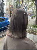 切りっぱなしボブ グレージュ