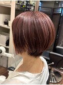 40代50代ピンクラベンダーショートボブ髪質改善根元パーマ
