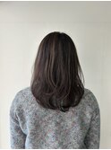 グレージュハイライト×セミロング