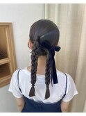 タイトアレンジ　タイトヘア　三つ編み　イベントヘア