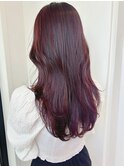 チェリーレッド　レイヤーカット　ロングレイヤー