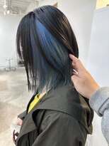 マニア(mania.)&nbsp;インナーカラーターコイズブルーフェイクブラックアイスブルー