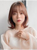 縮毛矯正 くびれヘア レイヤーカット アプリコットオレンジ