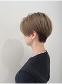 金髪ショートボブ前髪なしハンサムショート＊