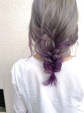 マイ ヘア デザイン 岡崎(MY hair design) ホワイティアッシュ裾パープルカラー