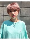 マッシュショート×ペールピンク