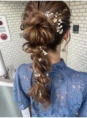 編みおろしポニー ヘアセット お呼ばれヘア