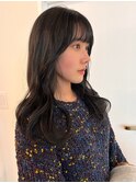 艶感　ダークカラー　顔周りカット　韓国ヘア　透明感カラー