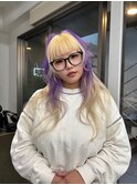 ハイトーンホワイトブロンド×パープルデザイン