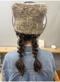 ニット帽ヘアアレンジ