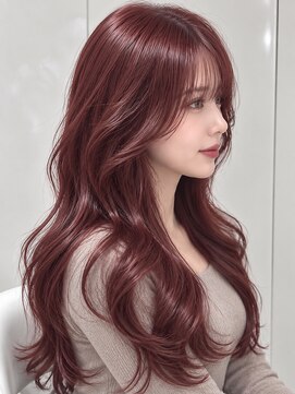 アロン(ALLON) 艶めくチェリーレッド × 大人レイヤーロング