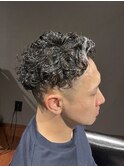 ビジネスツーブロックショート ワイルドパーマ オールバック