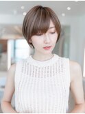 20代30代大人かわいいチョコレートカラーショートボブ前髪モード