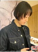 ナチュラルブラック/シースルーバング/顔周りカット