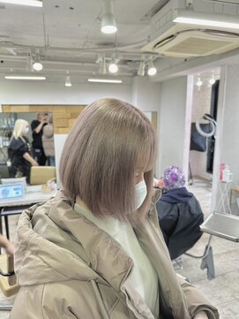 アジールヘア 所沢プロペ通り店(agir hair) 切りっぱなしボブ美髪ケアブリーチミルクティーティー所沢練馬