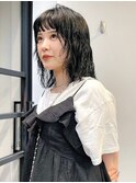 デジタルパーマ オン眉 ニュアンスパーマ グレージュ 前髪カット