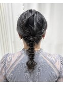 ミディアム編み下ろし/結婚式お呼ばれヘア/参列ヘア/二次会ヘア