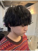 原宿シャドウパーマ緩めメンズマッシュウルフカットツーブロック
