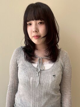 ユニバイリサ 天神大名店(uni by risa) レイヤーカット 顔周りレイヤー フルバング 前髪カット 20代