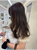 ２０代３０代ロングオリーブベージュ透明感カラーブリーチなし