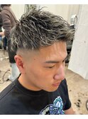 メンズカット フェード ホワイトメッシュ スキンフェード 20代